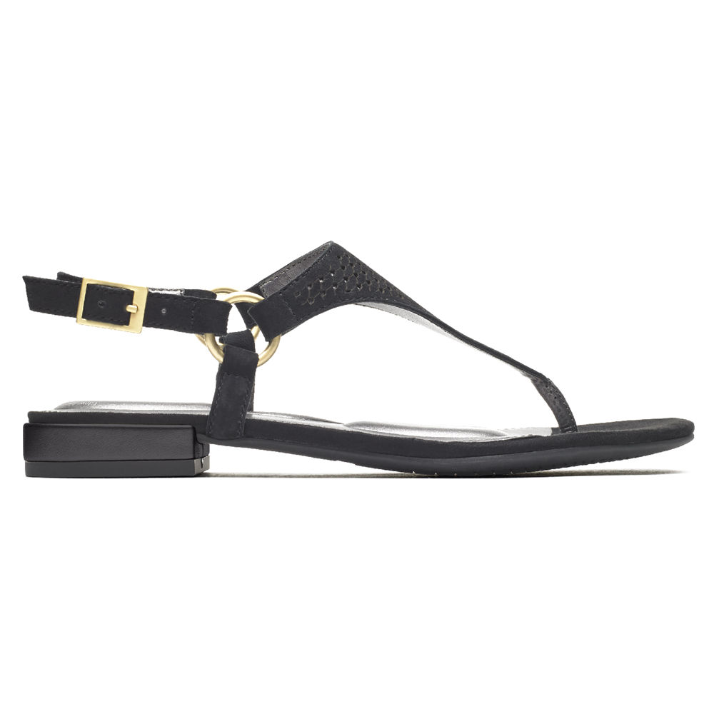 Rockport Womens Total Motion Zosia Thong - Sandals Black - GYT526194